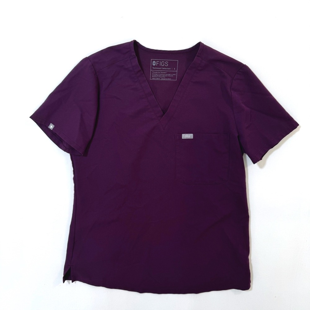 FIGS Catarina One-Pocket Scrub Top Women's S Purple Nurse Uniform V-Neck‎